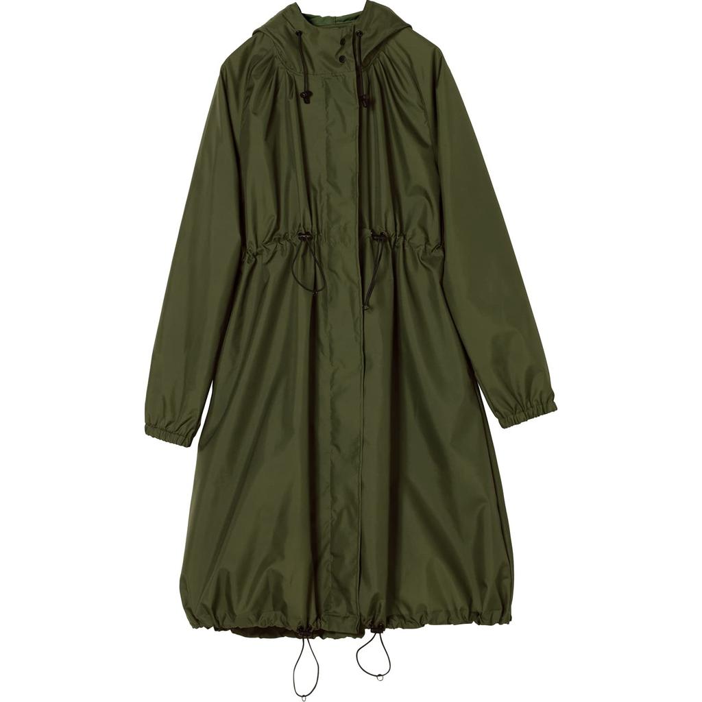Raincoat Olive Green Casual Design for Everyday Use Water Repellent Stays Dry Storage Pouch Included Stylish Cute Women [World Party] [Long Mods]