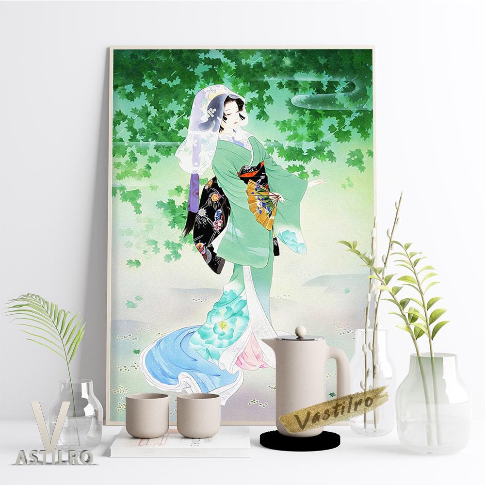 Морита Харухико, постер японского традиционного костюма и дизайн кимоно, любительская коллекция, стена красоты Укиеэ