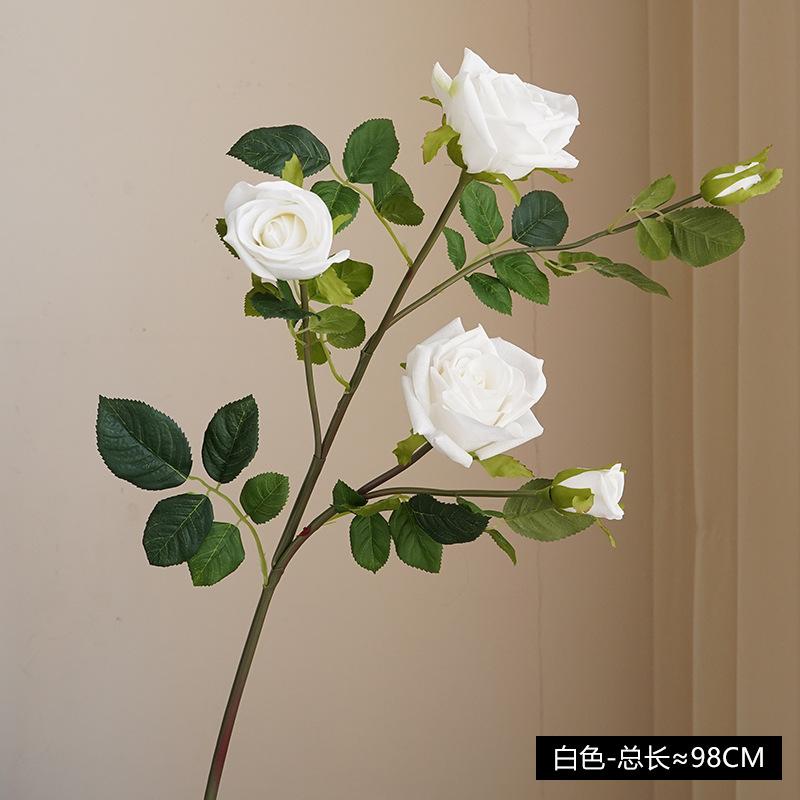 Single 5-head moisturizing rose simulated flower European living room ornament decoration artificial flower false flower rose