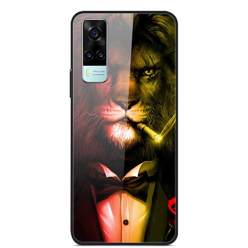 For vivo Y53S 4G Case Y31 2021 Tempered Glass Hard Back Case for vivo Y31 2021 Phone Cover Cat Bumper Fundas Capa For vivoY53 5G
