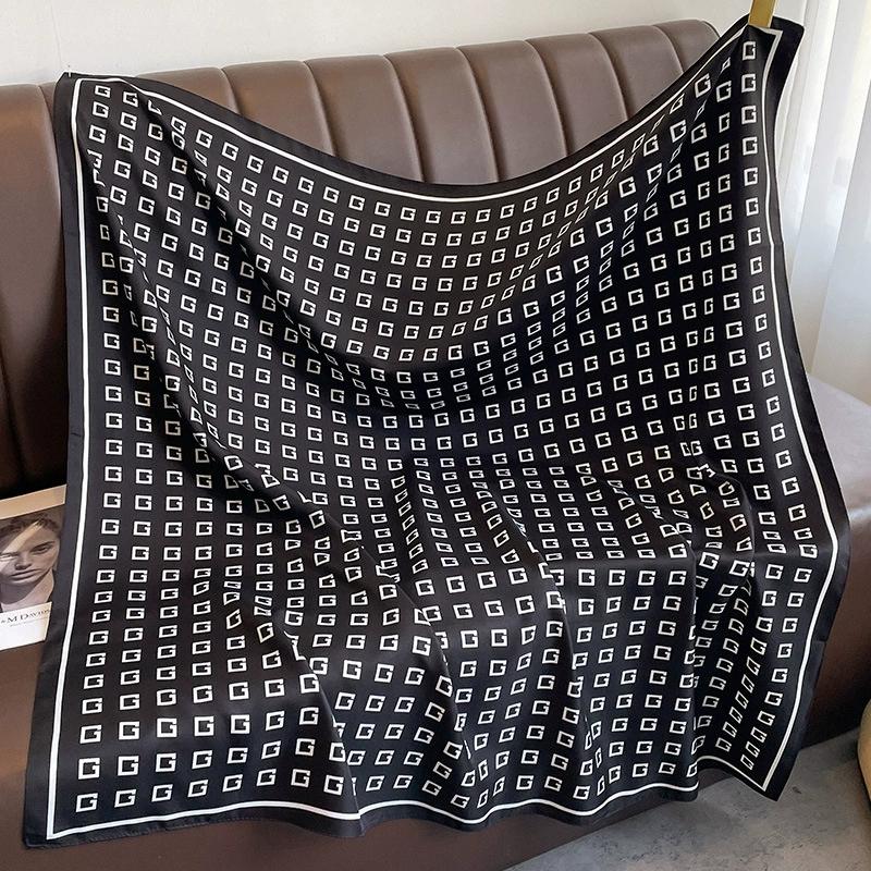 Шарф-бандана из искусственного шелка 90 см для женщины, роскошные аксессуары для волос на все четыре сезона, хиджаб, фуляр, бандана, женский платок