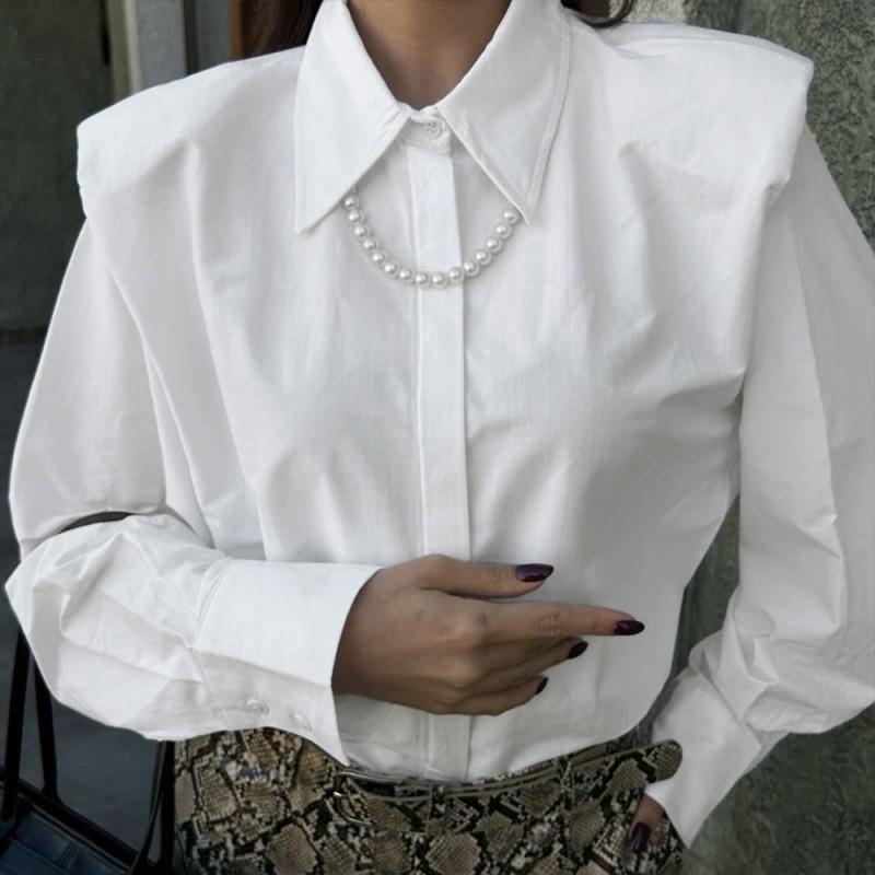 Womens Loose Fit Cotton Shirt Long Sleeve Mid-Length Office Wear 2026