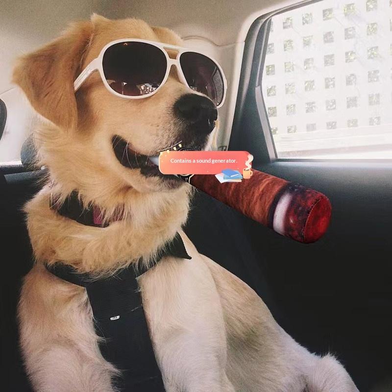 1 шт. Пищащая износостойкая набивная игрушка, забавная интерактивная игрушка для домашних животных в форме сигары, плюшевая игрушка для собак для стачивания зубов