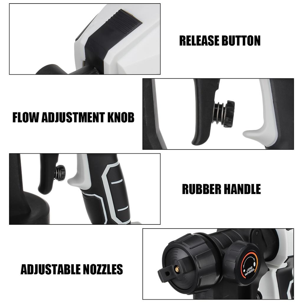 1000 мл 21 В Электрический аккумуляторный краскопульт Высокая мощность Бытовой электрический распылитель краски с 3 насадками Легкое распыление Идеально подходит для начинающих