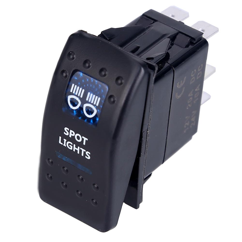 Car Switch Boat Truck Light Led Toggle Switch 5pin Waterproof 12/24V Bar Style Blue Toggle Rocker Reverse Rear Light Switch