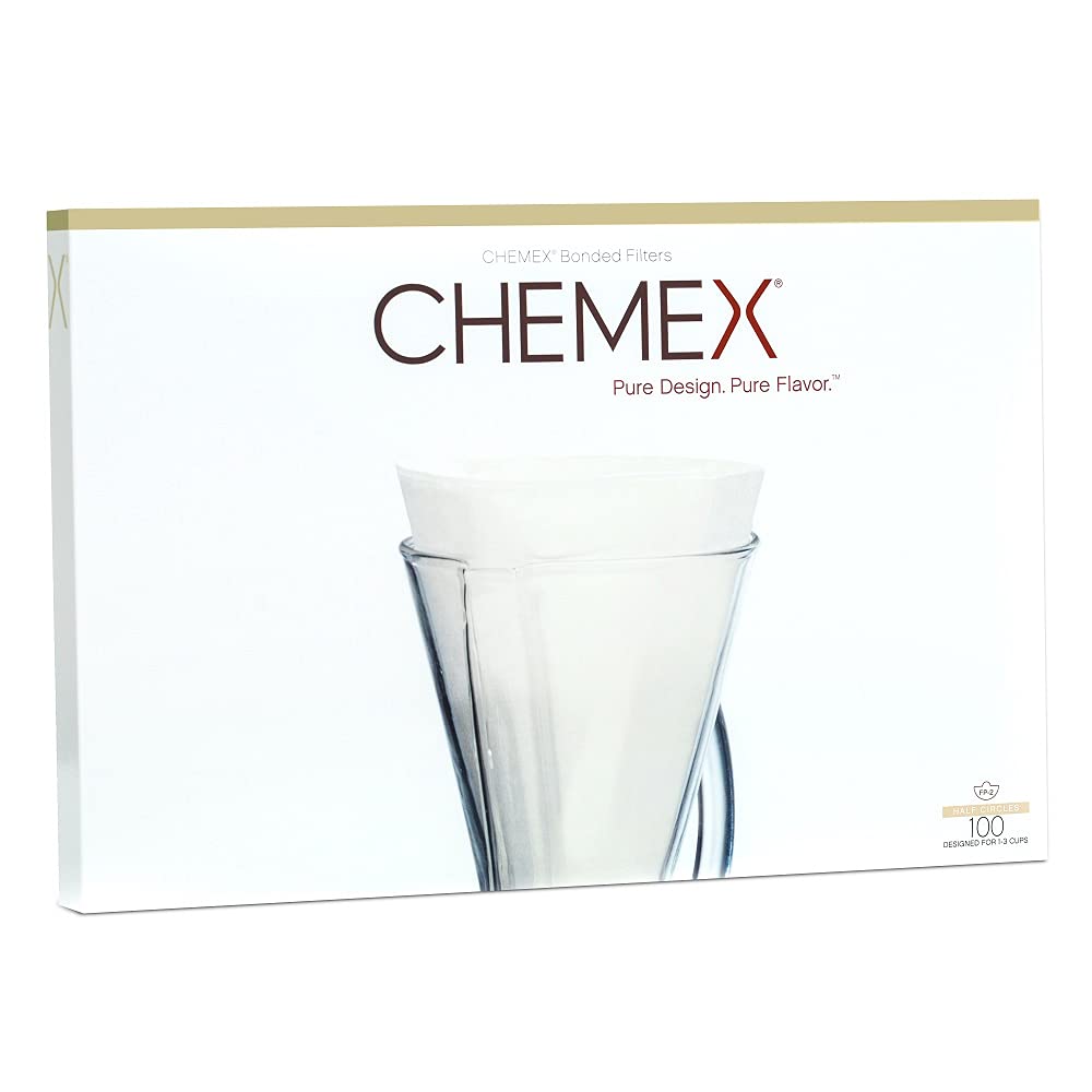 CHEMEX Coffee Maker 3-Cup Bonded Filter Paper, 100 Sheets (FP-2)