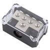 1x0 Gauge Input To 4x4 Gauge Output Power Ground Distribution Block Black&Silver