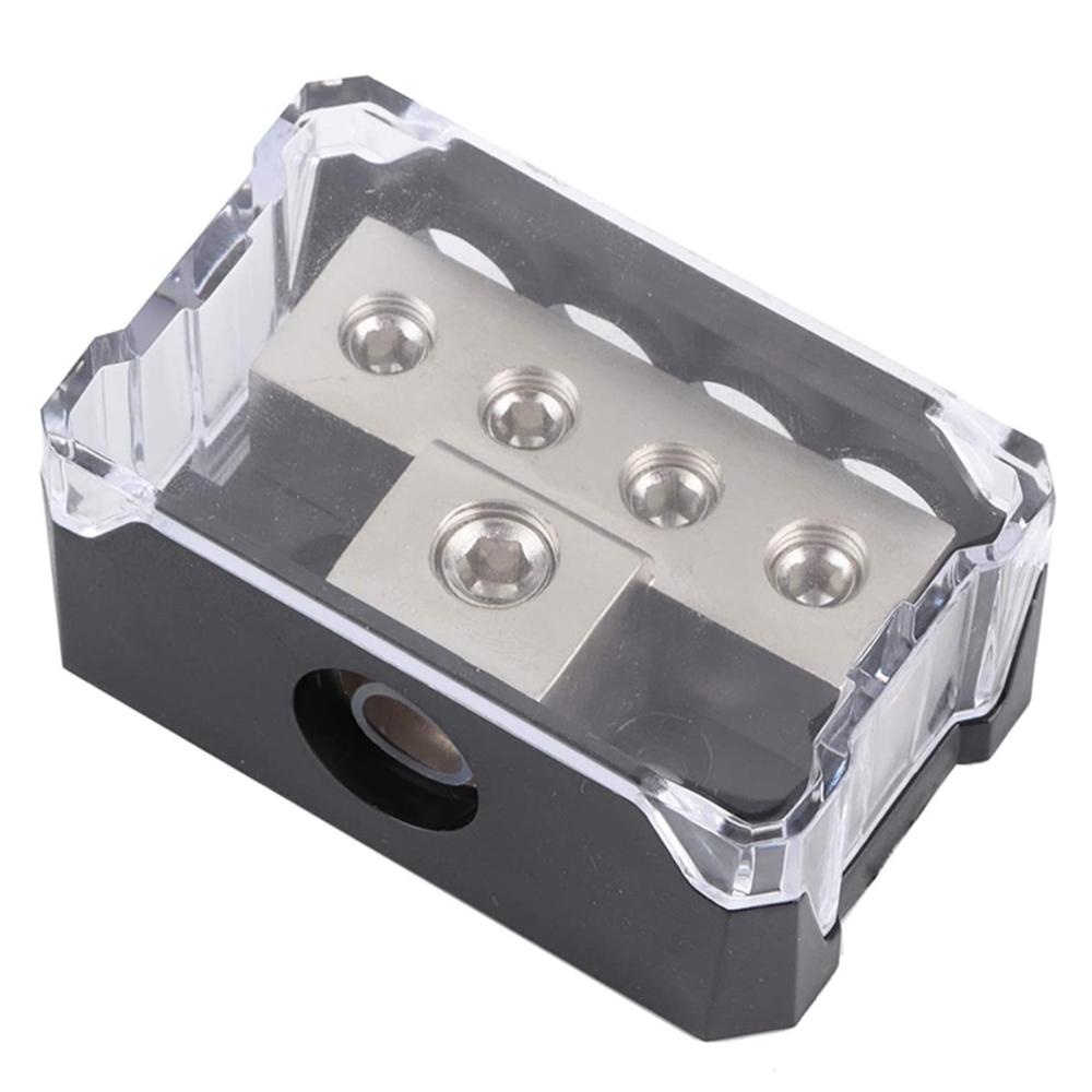 1x0 Gauge Input To 4x4 Gauge Output Power Ground Distribution Block Black&Silver