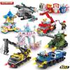 LELE Fire Rescue Aircraft Tank Garden Street View Building Blocks Compatible with Small Particles Kids Bricks Diy Puzzle Toys Gifts