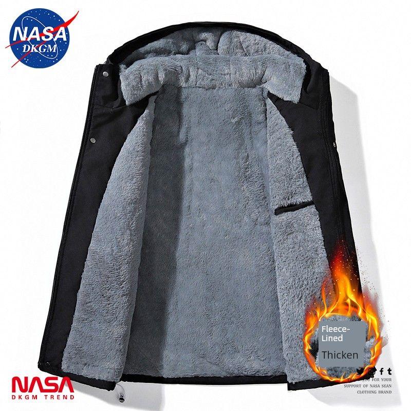 Nasa Fleece Jacket for Men, Spring, Autumn and Winter Hooded Jacket, Outdoor Windproof Thickened Lamb Fleece Mountaineering Jacket, Trendy Brand