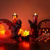 Halloween LED Bat Candle Lamp Flameless Flickering Tabletop Candle Lamp Horror Black Bat Statue Candlestick for Indoor Home Decor