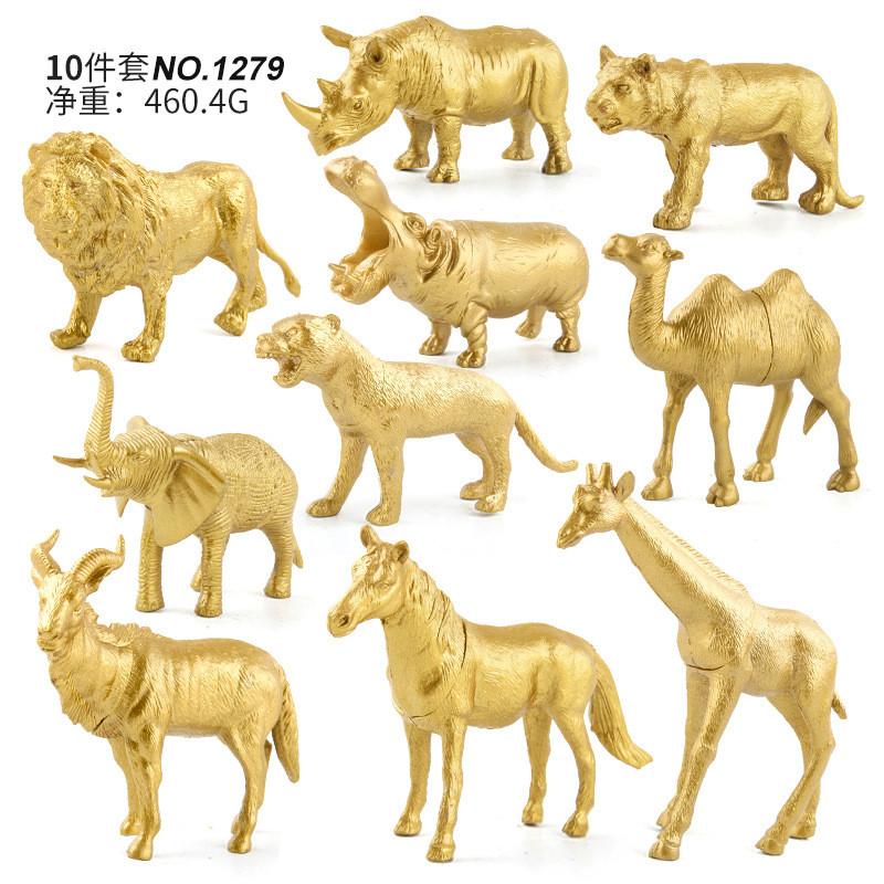 Captivating Forest Wildlife Model Set Featuring Golden Giraffe Lion Elephant Figurines