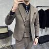 Men's Slim Fit Woolen Three-Piece Suit: One-Button, Autumn/Winter, Business/Wedding/Groomsmen.