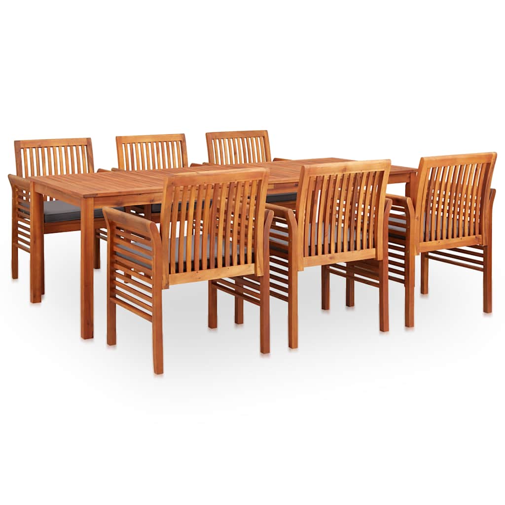 7 Piece Garden Dining Set with Cushions Solid Acacia Wood