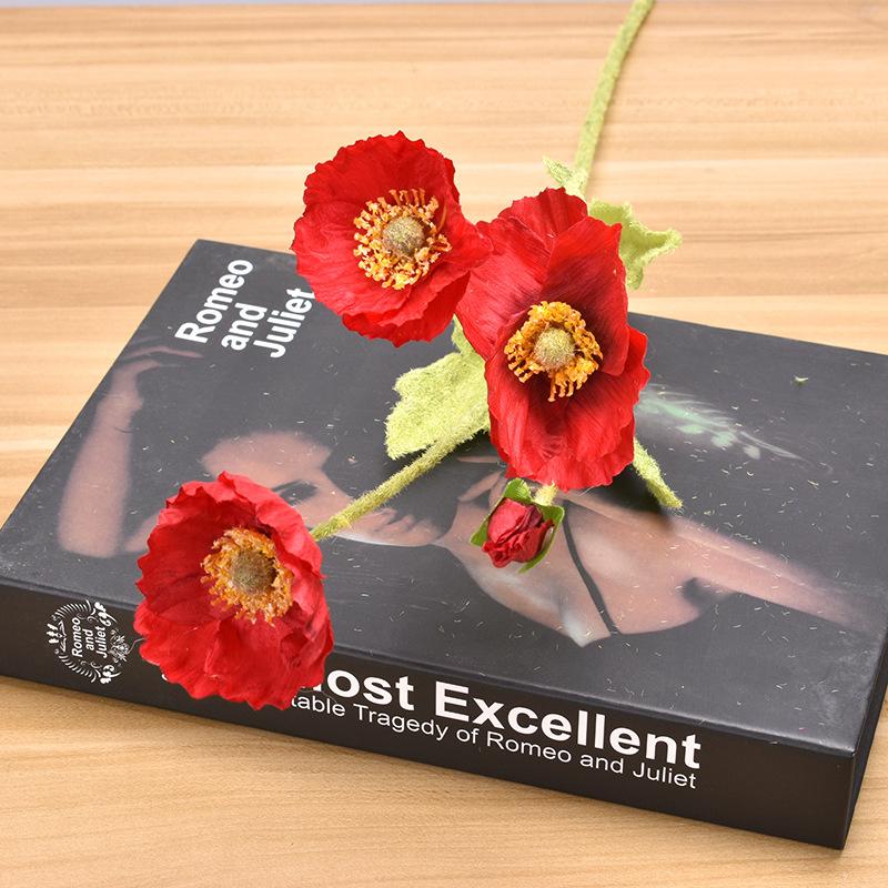 3 головки мини маки искусственный цветок шелк искусственный цветок домашняя вечеринка свадебное украшение фотография декоративные искусственные цветы ADM