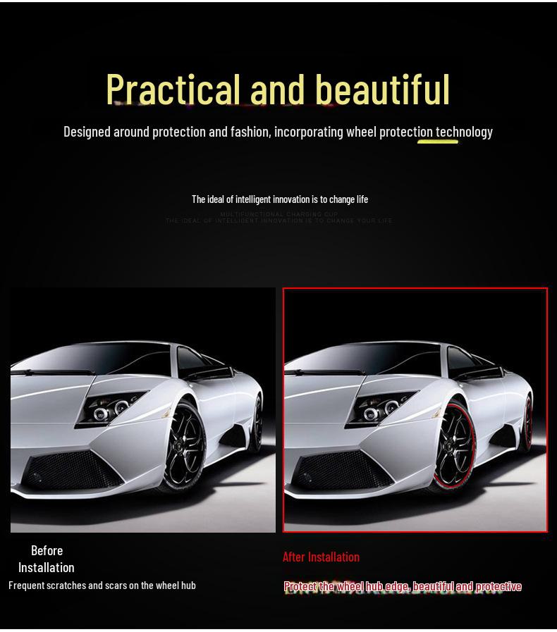 Декоративные и противоударные полосы для ступицы колеса автомобиля - защитное кольцо для шин