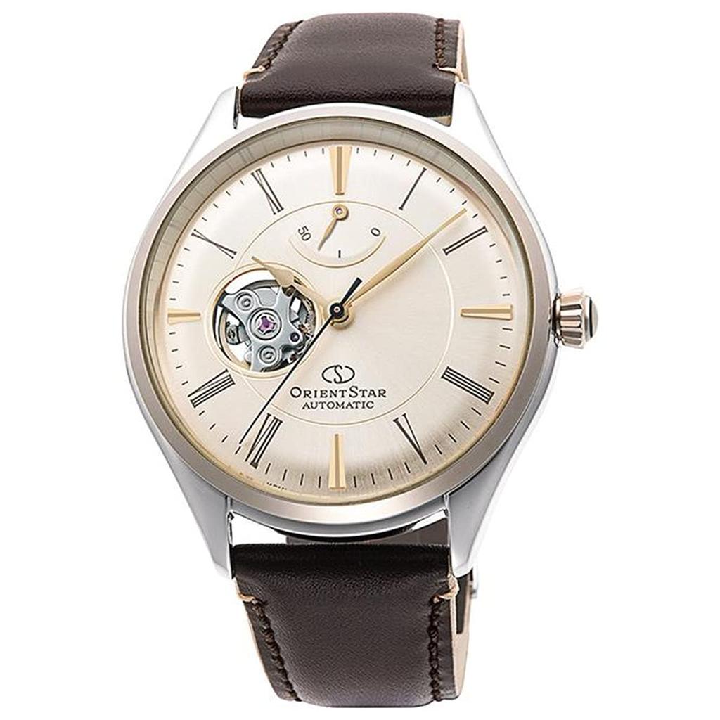 Orient Star Automatic Classic Made In with Open Ivory RK-AT0201G Men's Watch, Semi-Skeleton, Mechanical, Japan, 2-Year Manufacturer's Warranty, Heart,