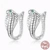 Original Design 925 Sterling Silver Cobra Earrings Green Zircon Personality Snake Earrings Women Gift