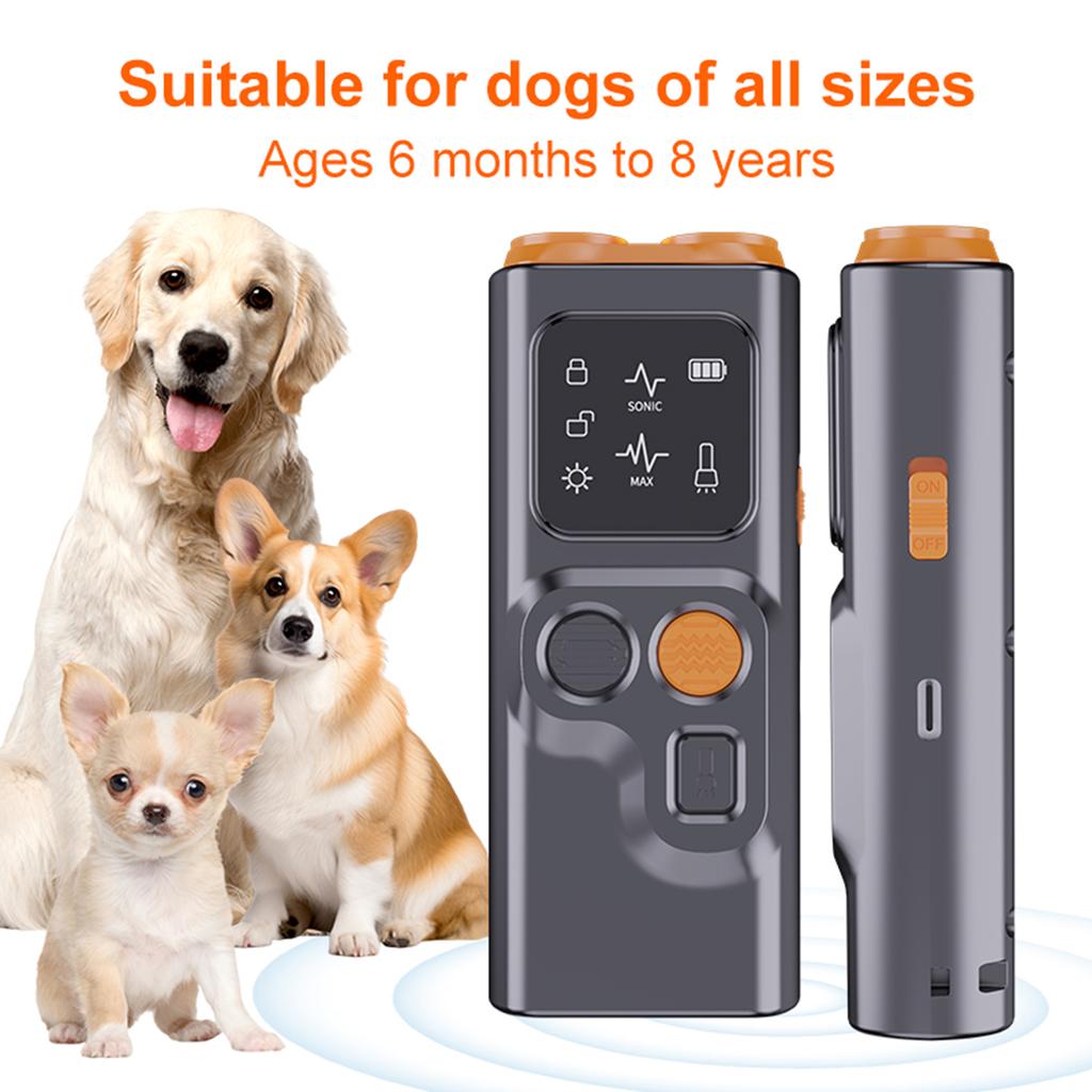 Dog Barking Control Devices - Anti-Bark Deterrent with LED Flashlight Rechargeable Portable Dog Barking Silencers for Indoors Outdoors