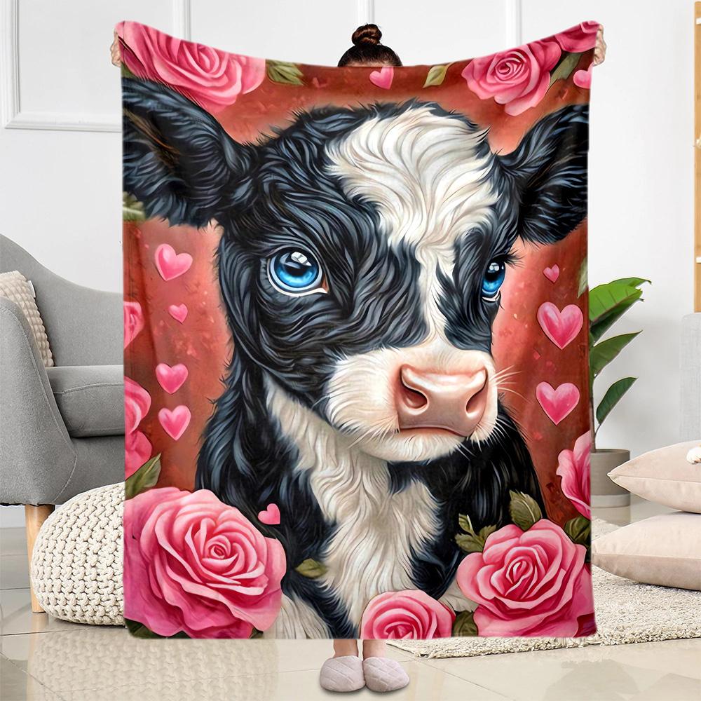 1pc Cute Elephant on Moon Blanket Soft Comfortable Lightweight Perfect for Travel Camping Picnics Sofa Office Bed Living Room Ideal Gift for Friends