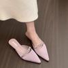 Fashion New Women's Designer  Pointed Toe Crystal Woman Slippers Elegant Fashion Heeled Shoes Slingback Cozy Women Sandals Trend Femme