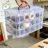 1 PCS Transparent Storage Box Three-Layer 18 Grid Cover Handle Transparent Tool Storage Box Suitable for Classifying Screws Nuts