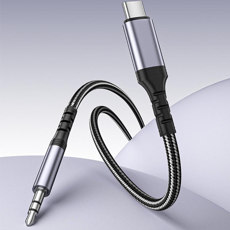 1 м плетеный нейлоновый аудиокабель USB C на 3,5 мм с повышенной прочностью и стабильностью сигнала