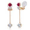 Рубиновые серьги для серебряного июля, розовый подарок для нее FH.bird Женские, Популярные, Висячие, 5 мм, Драгоценный камень, Гипоаллергенные, 925, Камень месяца, Серьги, Золотые,