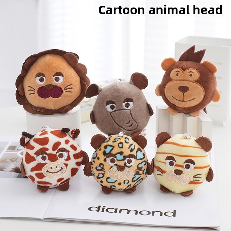 Очаровательный плюшевый аксессуар в виде головы животного. Милая плюшевая голова льва для студенческих сумок