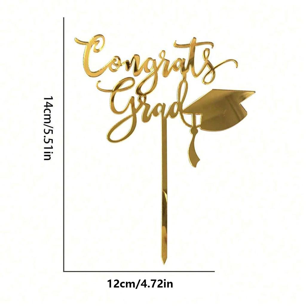 3pcs Gold Black Acrylic Graduation Cake Decorations for Congratulations Graduation Party Cake Topper Decorations Plugin