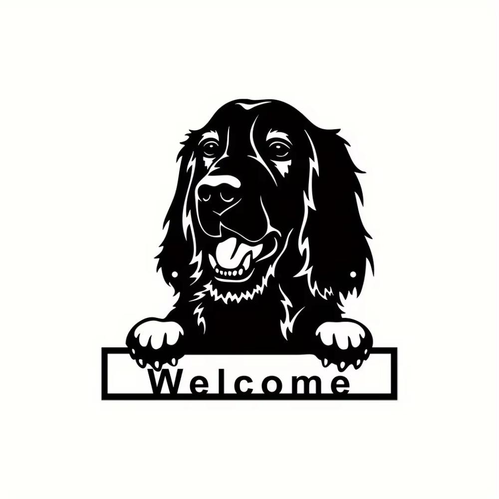Irish Setter Dog Welcome Wall Sign Metal Art Ornament, Nostalgic Retro Tin Decoration for Coffee, Stylish Wall Sign