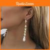 Stylish Gold-plated Asymmetric Earrings With Faux Pearl For Women Street Style