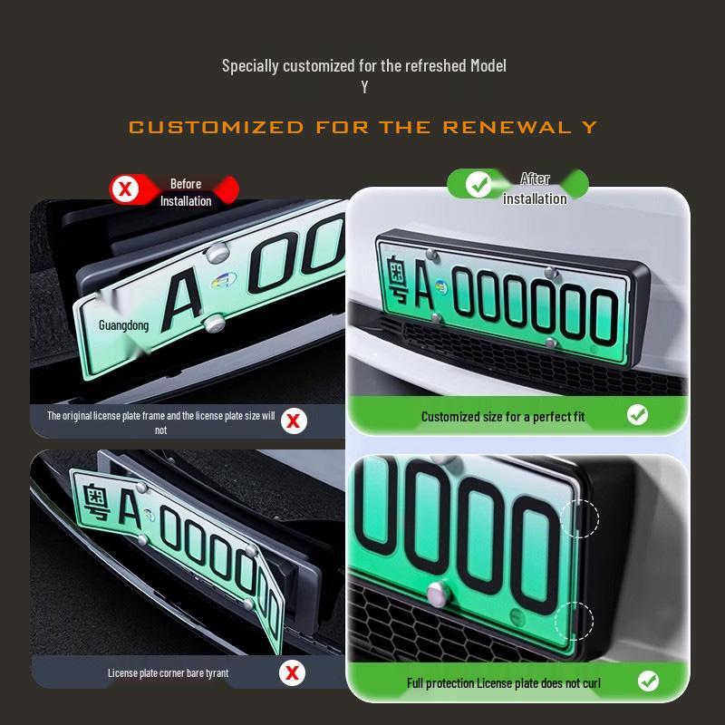 Держатель номерного знака Tesla Model Y/3 - Синяя плавающая основа для защиты рамки