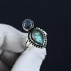 Кольцо из натурального лабрадорита, регулируемое, из стерлингового серебра 925 пробы — подходит для размеров США от 6 до 10 — украшения ручной работы в стиле бохо для женщин и мужчин, подарки на День святого Валентина