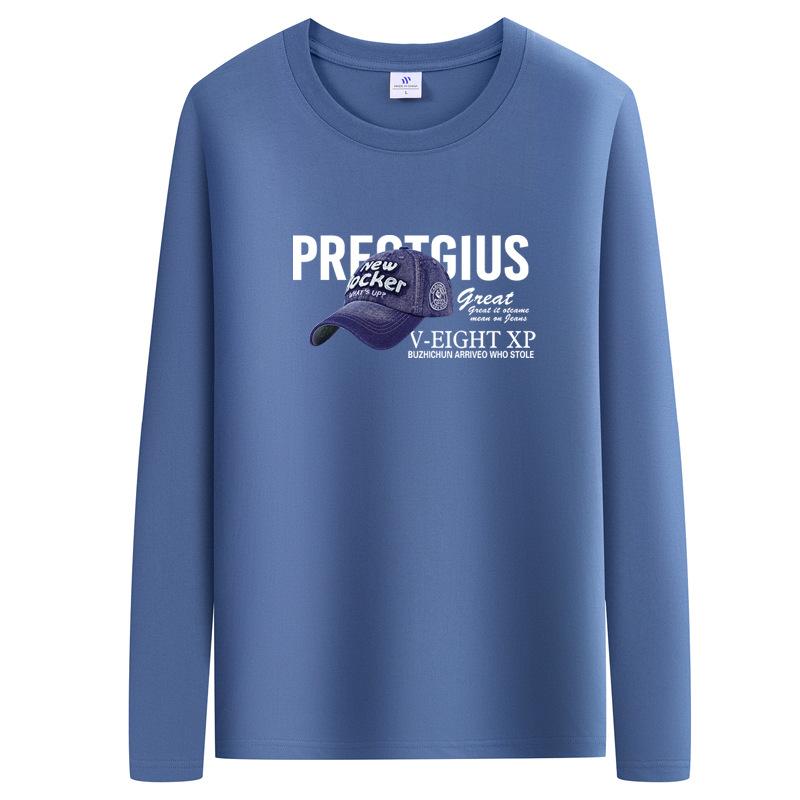 GMXIA Футболка с длинным рукавом на весну и осень, трендовая одежда с принтом и круглым вырезом, белая повседневная футболка с длинным рукавом, свободная основа