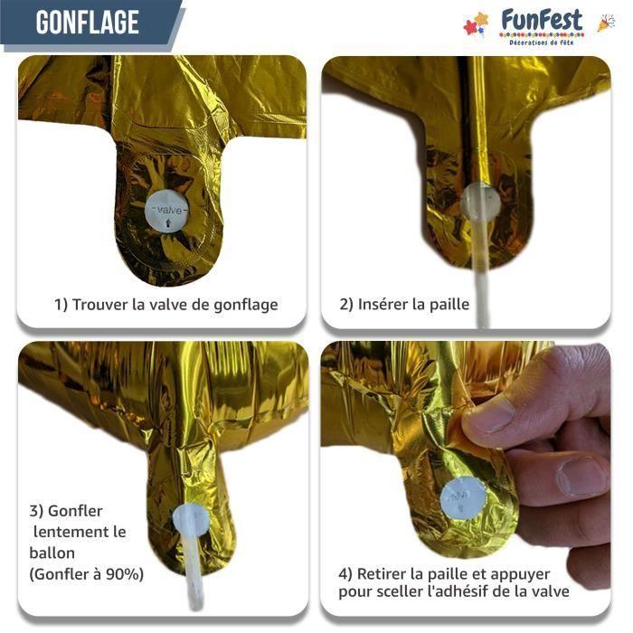 FUNFEST Ballons Anniversaire 50 Ans OR de 100cm – Décoration Anniversaire – Inclus Ballon 50 ans XL &amp; Paille - Qualité Supérieure