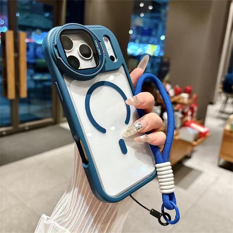 Защитный чехол для линз для iPhone 17 16 15 14 13 12 11 Pro Max Plus Air Для держателя Magsafe Прозрачный Магнитный Матовый Чехол с ремешком