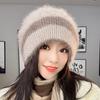 Двухслойная вязаная модная зимняя шапка для женщин, вязаная термошапка, осенне-зимняя женская шапка