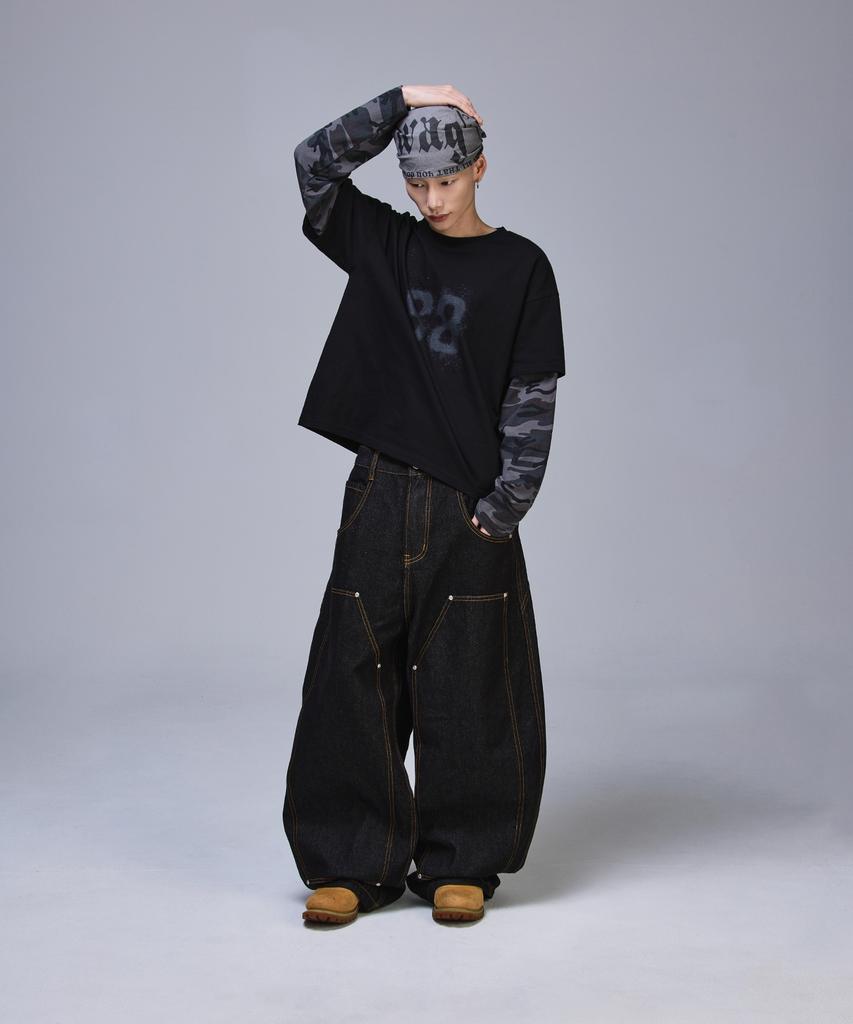 SCALLYWAG 88 Crop Layered Long Sleeve [Camo]