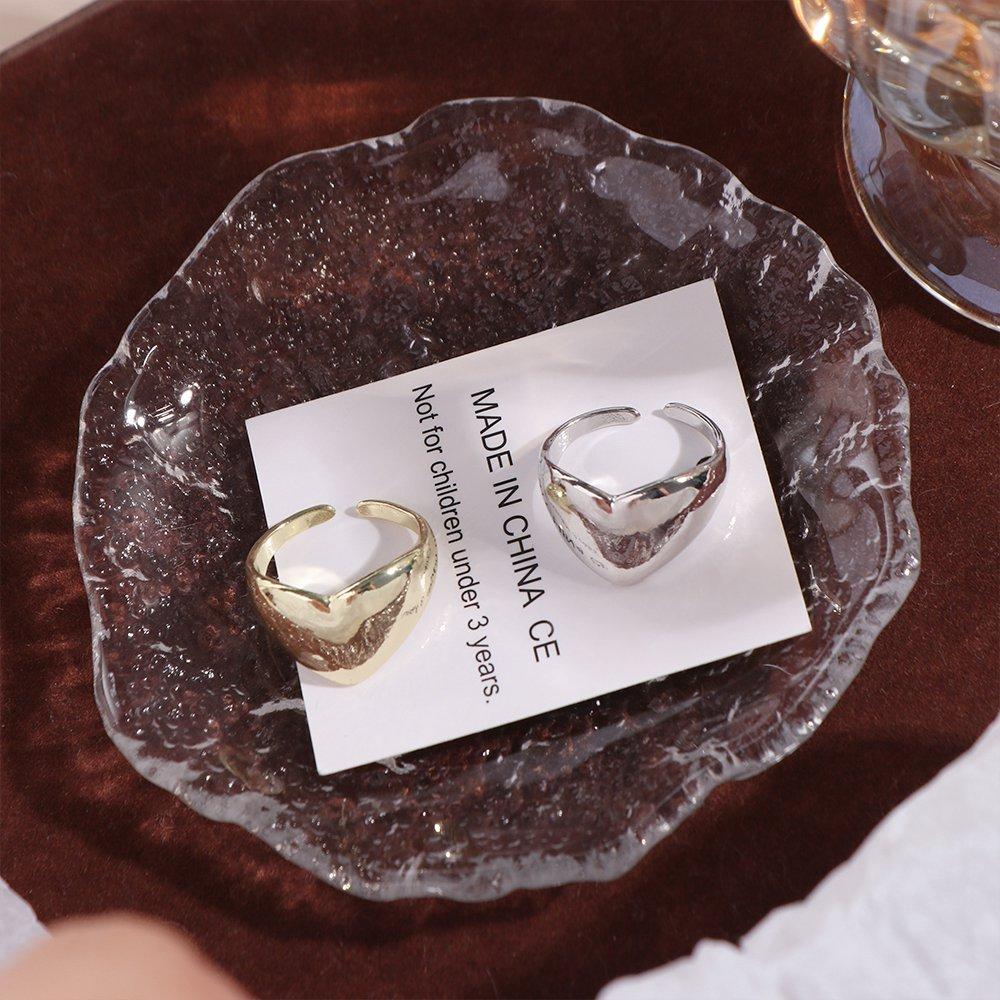 Korean Style Geometric Open Ring Jewelry Accessories Wide Finger Buckle Cute Metal Heart Ring  Gift