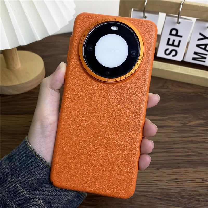 Для Huawei Mate 60 Pro Plus RS Ultimate прочный металлический чехол с большой дыркой в оправе объектива Litchi Grain PC, защитный чехол от отпечатков пальцев, задняя крышка-оболочка