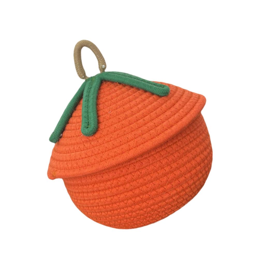 Корзина для хранения из хлопковой веревки в форме тыквы, плетеная вручную, для закусок, настольный органайзер для дома или офиса, украшение прихожей