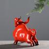 Luxury Ceramic Retro Bronze or Red Lucky Cattle Cow Ox Statue Nordic Home Decor Bull Sculpture Desk Ornament Animal Figurine Toy