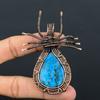 Natural Chrysocola Gemstone Copper Wire Wrap Spider Pendant Gift 2.83" B3d50