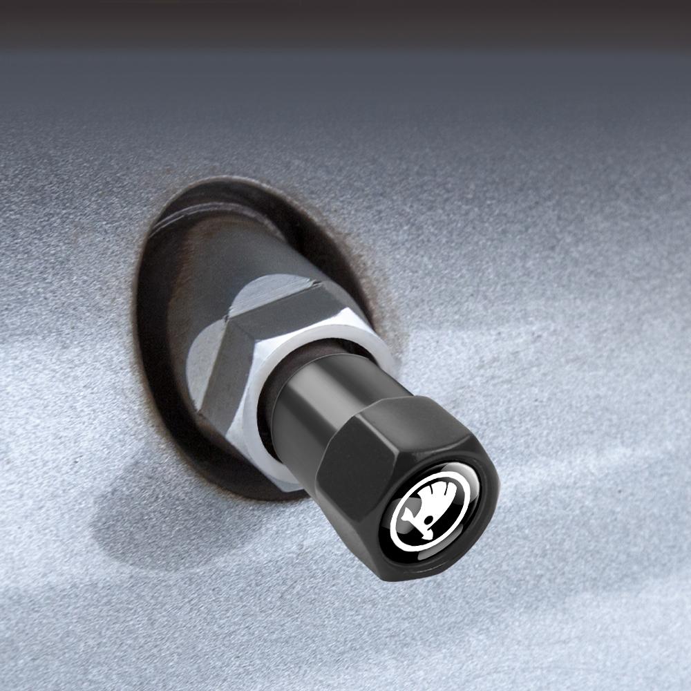 REOY4 4Pcs Car Wheel Tire Valve Caps Air Stem Dust Cover Accessory For Skoda Kodiaq Octavia Enyaq Kamiq Scala Rapid Superb Karoq Yeti
