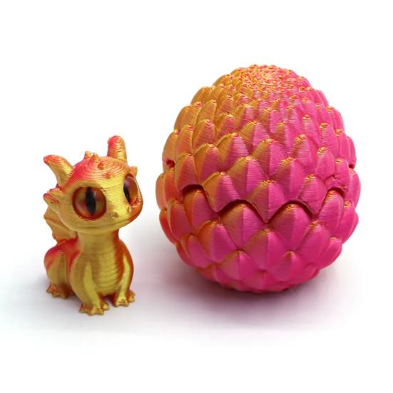 3D Printed Dragon Egg Ornament Mini Dragon Figurine Toy Desktop Dragon Egg with Miniature Dragon Inside Decoration