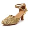 Женская обувь для современного танца, обувь для бальных танцев на каблуке, вечерние танцевальные туфли с блестками, 5 см