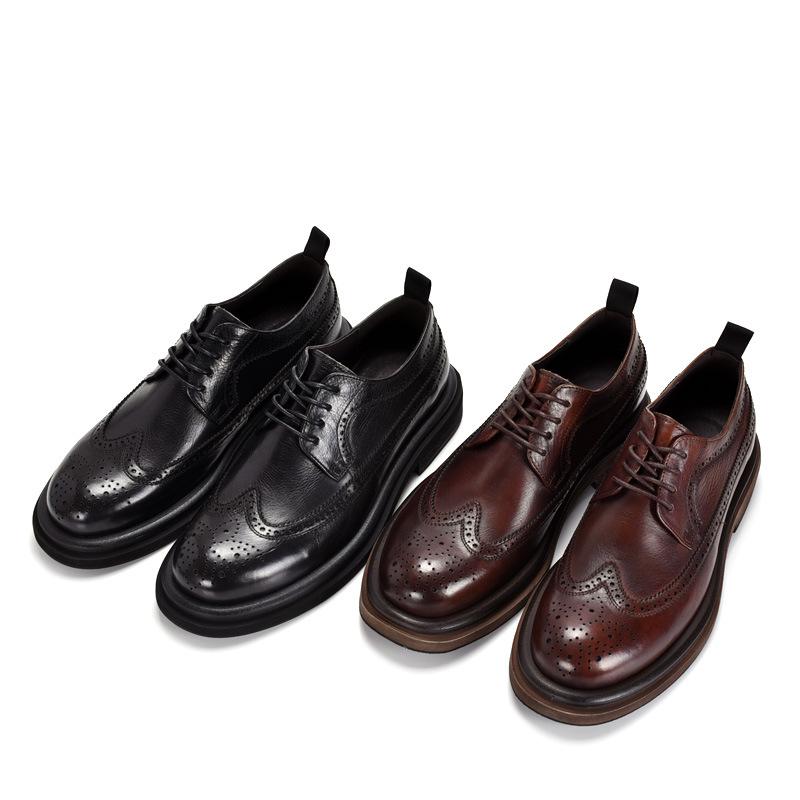 Повседневные кожаные туфли ручной работы в британском стиле, мужские кожаные туфли на платформе для свадьбы, деловые туфли-дерби с тремя суставами