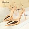 Fashion Fashion Sandals Women 2025 Patent Leather High Heels Women Sandals Summer Heeled Sandals Pointed Toe Women Pumps Sandale Femme
