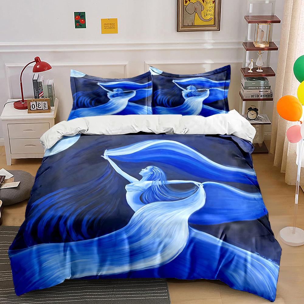 Moonlit Woman with Flowing Hair Bedding Duvet Cover Set Duvet Cover Pillowcases (1*Duvet Cover 2*Pillowcases, without duvet insert)